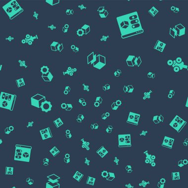 Katman, 3D yazıcı, Isometric küp ve tarayıcı ayarlayın. Vektör