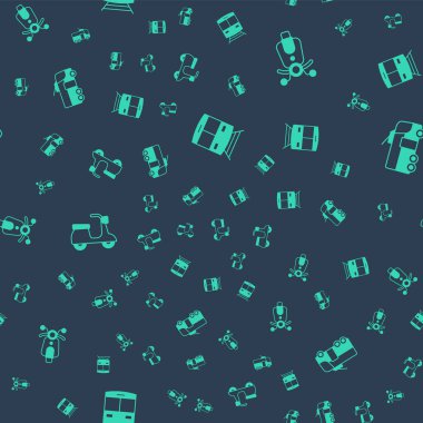 Tren ve demiryolunu, Scooter 'ı ve Trolleybus' u kusursuz bir düzene sokun. Vektör