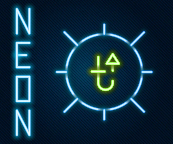 Brilhando Neon Line Sun Ícone Isolado Fundo Preto Símbolo Verão — Vetor de Stock