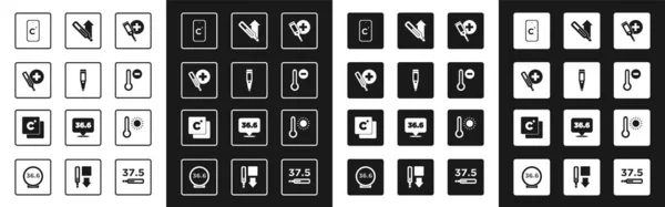 Set Thermomètre Numérique Médical Celsius Météorologie Icône Vecteur — Image vectorielle