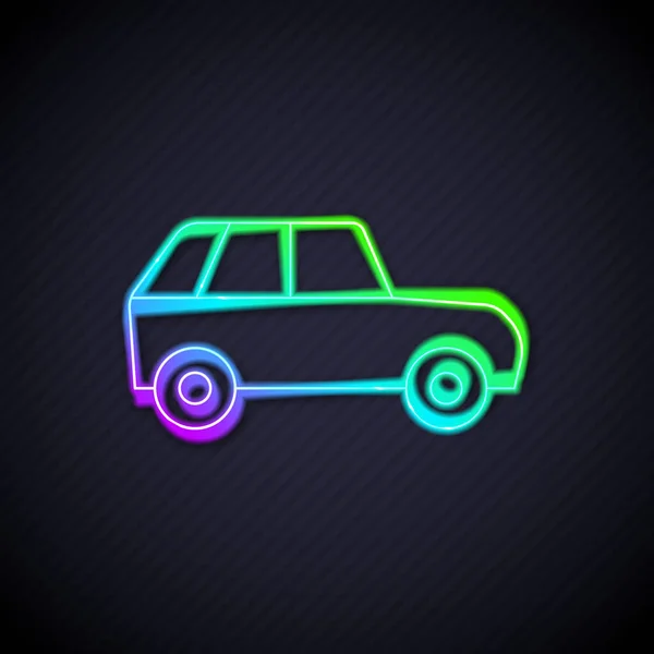 Glowing Neon Line Car Icon Isolated Black Background Vector — Stock Vector