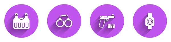 Set Kugelsichere Weste Handschellen Pistole Oder Gewehr Und Human Target — Stockvektor