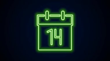 Parlayan neon çizgisi takvim simgesi siyah arkaplanda izole edildi. Olay hatırlatma sembolü. 4K Video hareketli grafik canlandırması