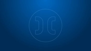 Beyaz çizgi Balık burcu simgesi mavi arka planda izole edilmiş. Astrolojik yıldız falı koleksiyonu. 4K Video hareketli grafik canlandırması