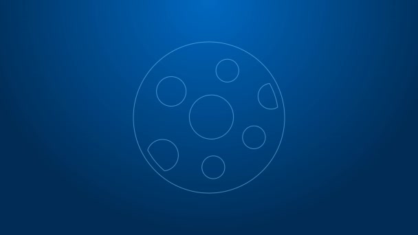 White line Full moon icon isolated on blue background. Cloudy night sign. Sleep dreams symbol. Night or bed time sign. 4K Video motion graphic animation — Video Stock