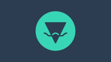 Sembol simya ikonunun turkuaz Dünya elementi mavi arkaplanda izole edildi. Temel mistik elementler. 4K Video hareketli grafik canlandırması