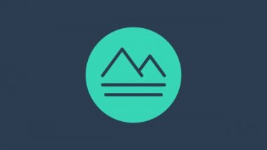 Sembol simya ikonunun turkuaz Dünya elementi mavi arkaplanda izole edildi. Temel mistik elementler. 4K Video hareketli grafik canlandırması