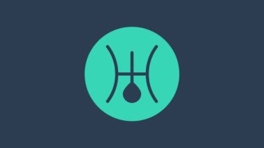 Mavi arka planda izole edilmiş Uranüs ikonunun Antik astrolojik sembolü. Astroloji gezegeni. Zodiac ve astroloji işareti. 4K Video hareketli grafik canlandırması