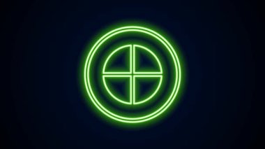 Parlayan neon çizgisi Dünya ikonu siyah arka planda izole edildi. Dünya ya da Dünya işareti. Küresel internet sembolü. Geometrik şekiller. 4K Video hareketli grafik canlandırması