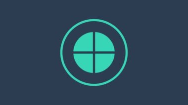 Turkuaz Dünya ikonu mavi arka planda izole edildi. Dünya ya da Dünya işareti. Küresel internet sembolü. Geometrik şekiller. 4K Video hareketli grafik canlandırması