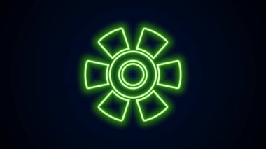 Parlayan neon çizgi simgesi siyah arkaplanda izole edildi. 4K Video hareketli grafik canlandırması