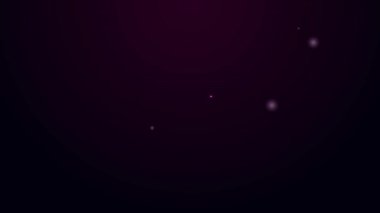 Siyah arka planda göz simgesi olan parlak neon çizgisi madalyonu. Gözlü tılsım. 4K Video hareketli grafik canlandırması