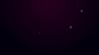 Parlayan neon hattı düşen yıldız simgesi siyah arkaplanda izole edildi. Göktaşı, göktaşı, kuyruklu yıldız, asteroid, yıldız ikonu. 4K Video hareketli grafik canlandırması