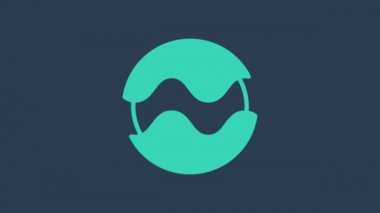 Turkuaz Gezegen simgesi mavi arkaplanda izole edildi. 4K Video hareketli grafik canlandırması