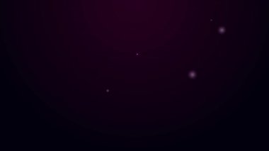 Parlayan neon hattı güneş tutulması simgesi siyah arkaplanda izole edildi. Tam sonar tutulması. 4K Video hareketli grafik canlandırması