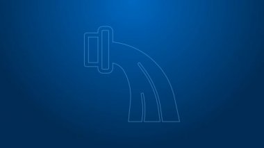 Beyaz çizgi Kova burcu simgesi mavi arka planda izole edilmiş. Astrolojik yıldız falı koleksiyonu. 4K Video hareketli grafik canlandırması