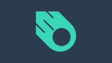 Turkuaz Kuyrukluyıldız mavi arkaplana izole edilmiş bir şekilde hızla düşüyor. 4K Video hareketli grafik canlandırması