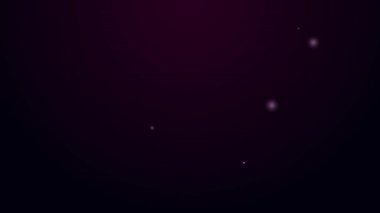 Parlayan neon hattı elektrik ısıtıcısı simgesi siyah arkaplanda izole edildi. Çaydanlık ikonu. 4K Video hareketli grafik canlandırması