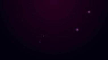 Siyah arka planda izole edilmiş limon ikonu olan parlak neon çizgili bir fincan çay. 4K Video hareketli grafik canlandırması