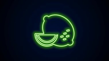 Parlayan neon hattı Lemon simgesi siyah arkaplanda izole edildi. 4K Video hareketli grafik canlandırması