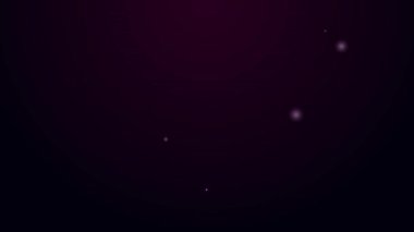 Parlayan neon hattı çay poşeti simgesi siyah arkaplanda izole edildi. 4K Video hareketli grafik canlandırması