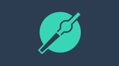 Turkuaz sigara simgesi mavi arkaplanda izole edildi. Tütün tabelası. Sigara içme sembolü. 4K Video hareketli grafik canlandırması