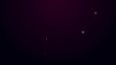 Siyah zemin üzerinde limon simgesi olan parlak neon çizgili çay poşeti. 4K Video hareketli grafik canlandırması