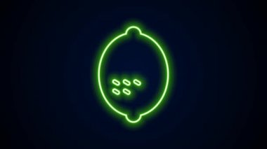 Parlayan neon hattı Lemon simgesi siyah arkaplanda izole edildi. 4K Video hareketli grafik canlandırması