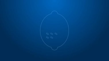 Beyaz çizgi limon simgesi mavi arkaplanda izole edildi. 4K Video hareketli grafik canlandırması