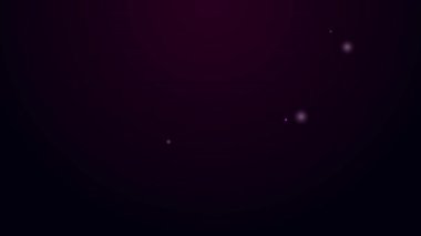 Siyah arka planda izole edilmiş parlak neon çizgili çay ikonu. 4K Video hareketli grafik canlandırması