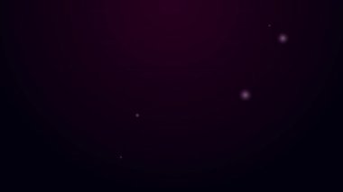 Parlayan neon hattı çay kaşığı simgesi siyah arkaplanda izole edildi. Mutfak aletleri. Çatal bıçak seti. 4K Video hareketli grafik canlandırması
