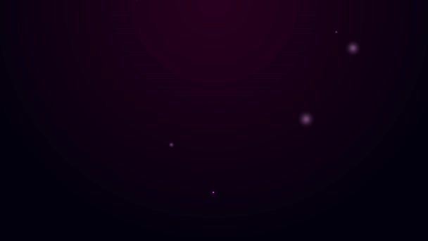 Светящаяся неоновая линия Затмение солнечной иконки выделена на черном фоне. Полное гидролокационное затмение. Видеографическая анимация 4K — стоковое видео