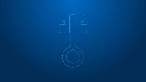 White line Old magic key icon isolated on blue background. 4K Video motion graphic animation — Stockvideo