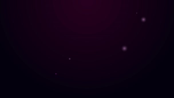 Linea neon incandescente Icona del telescopio isolata su sfondo nero. Strumento scientifico. Elemento di educazione e astronomia, spyglass e stelle di studio. Animazione grafica 4K Video motion — Video Stock