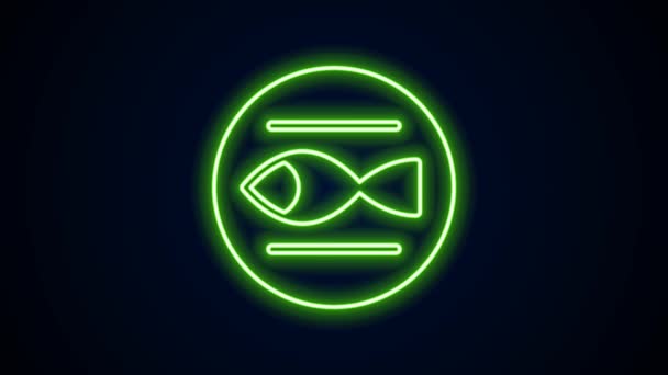 Zářící neonová čára Ryby znamení zvěrokruhu ikona izolované na černém pozadí. Astrologická sbírka horoskopů. Grafická animace pohybu videa 4K — Stock video