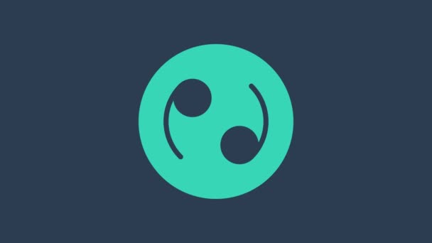 Turquoise Kαρκίνος zodiac σύμβολο εικονίδιο απομονώνονται σε μπλε φόντο. Αστρολογική συλλογή ωροσκοπίων. 4K Γραφική κίνηση κίνησης βίντεο — Αρχείο Βίντεο