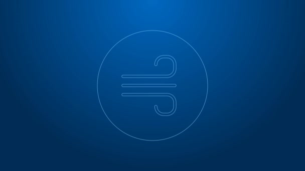 White line Windy weather icon isolated on blue background. Cloud and wind. 4K Video motion graphic animation — Stock Video