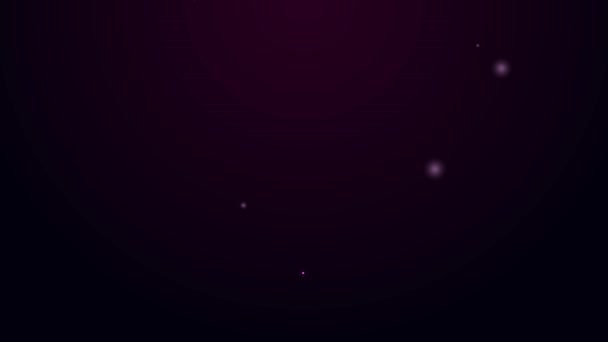 Zářící neonová čára Ikona symbolu planety Neptun izolovaná na černém pozadí. Astrologie, numerologie, horoskop, astronomie. Grafická animace pohybu videa 4K — Stock video