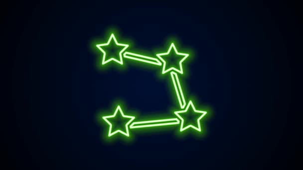 Glowing neon line Star constellation zodiac icon isolated on black background. 4K Video motion graphic animation — Video