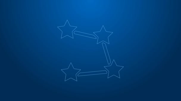 Ligne blanche constellation d'étoiles icône du zodiaque isolé sur fond bleu. Animation graphique de mouvement vidéo 4K — Video