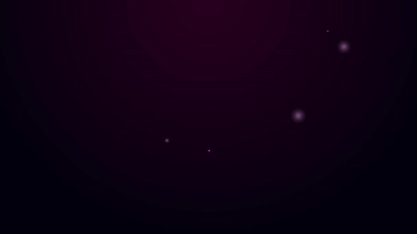 Иконка светящейся неоновой линии Солнечной системы изолирована на черном фоне. Планеты вращаются вокруг звезды. Видеографическая анимация 4K — стоковое видео