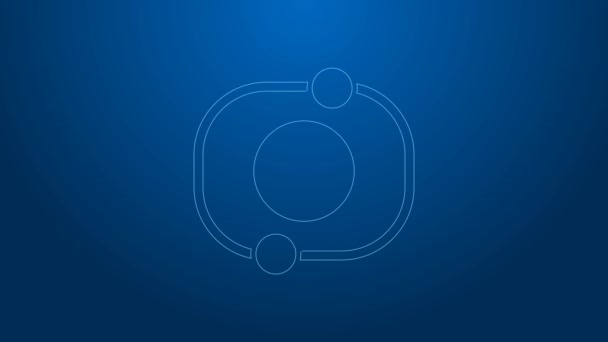 White line Solar system icon isolated on blue background. The planets revolve around the star. 4K Video motion graphic animation — Stock Video