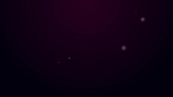 Ligne lumineuse au néon Icône Planète isolée sur fond noir. Animation graphique de mouvement vidéo 4K — Video