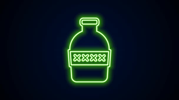 Gloeiende neon lijn Fles van water pictogram geïsoleerd op zwarte achtergrond. Soda aqua bordje. 4K Video motion grafische animatie — Stockvideo