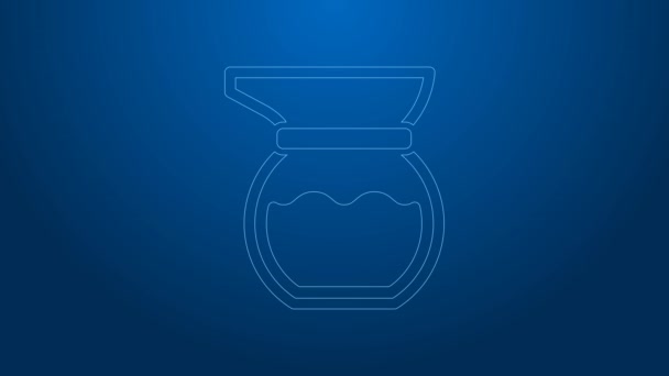 White line Teapot icon isolated on blue background. 4K Video motion graphic animation — Stock Video