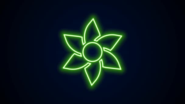 Glowing neon line Flower icon isolated on black background. Sweet natural food. 4K Video motion graphic animation