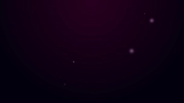 Zářící neonová čára Čajová lžička ikona izolované na černém pozadí. Nádobí na vaření. Znamení příboru. Grafická animace pohybu videa 4K — Stock video