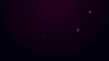 Parlayan neon hattı çay poşeti simgesi siyah arkaplanda izole edildi. 4K Video hareketli grafik canlandırması