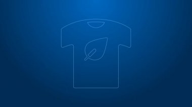 Beyaz çizgi vegan gömlek ikonu mavi arkaplanda izole edildi. 4K Video hareketli grafik canlandırması