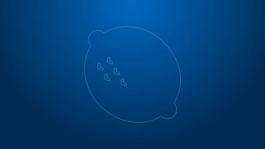 Beyaz çizgi limon simgesi mavi arkaplanda izole edildi. 4K Video hareketli grafik canlandırması